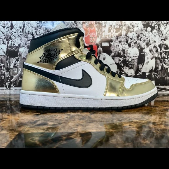 AIR JORDAN 1 MID SE METALLIC GOLD/BLUE-WHITE dc1419-700 size11 Sneakers